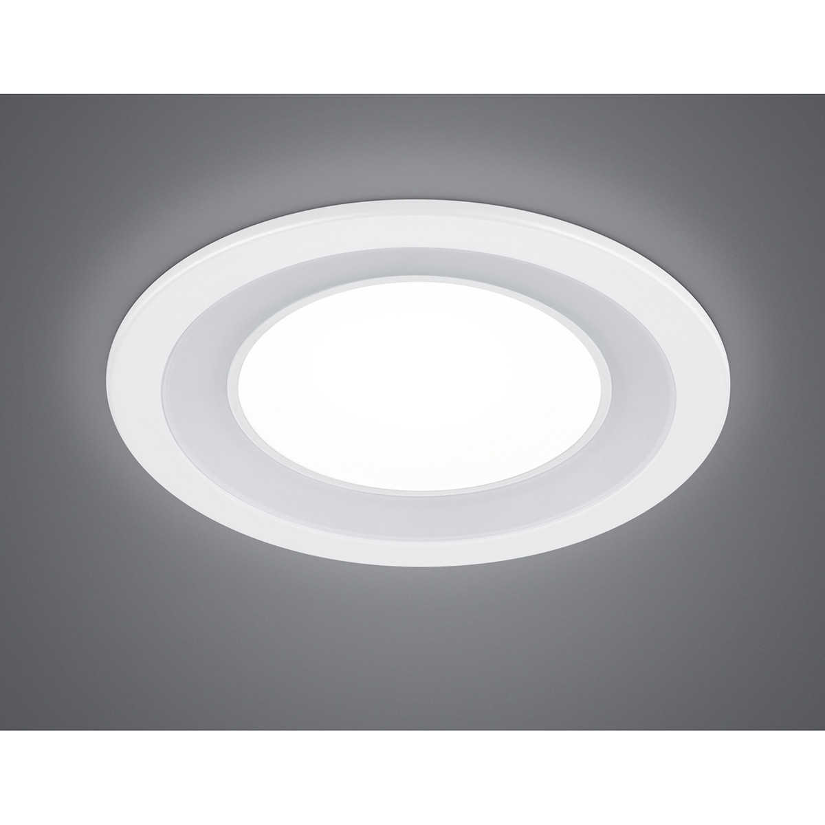 Spot LED - Spot Encastré - Trion Cynomi - 10W - Blanc Chaud 3000K - Rond - Mat Blanc - Plastique - Ø140mm