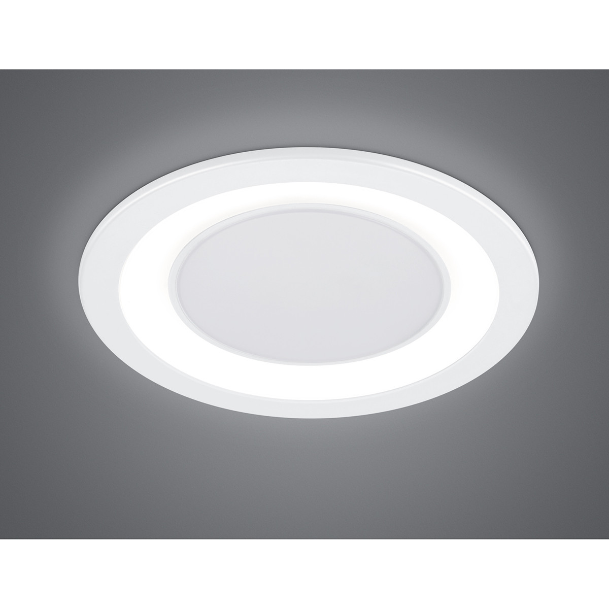 Spot LED - Spot Encastré - Trion Cynomi - 10W - Blanc Chaud 3000K - Rond - Mat Blanc - Plastique - Ø140mm