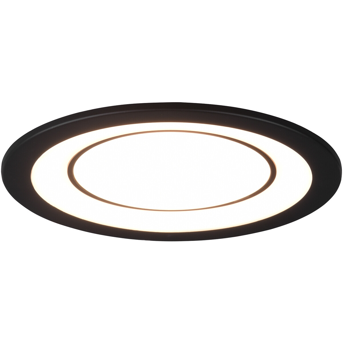 Spot LED - Spot Encastré - Trion Cynomi - 10W - Blanc Chaud 3000K - Rond - Mat Noir - Plastique - Ø140mm