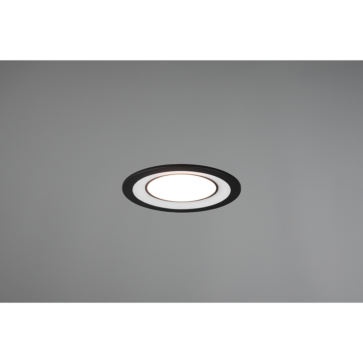 Spot LED - Spot Encastré - Trion Cynomi - 10W - Blanc Chaud 3000K - Rond - Mat Noir - Plastique - Ø140mm