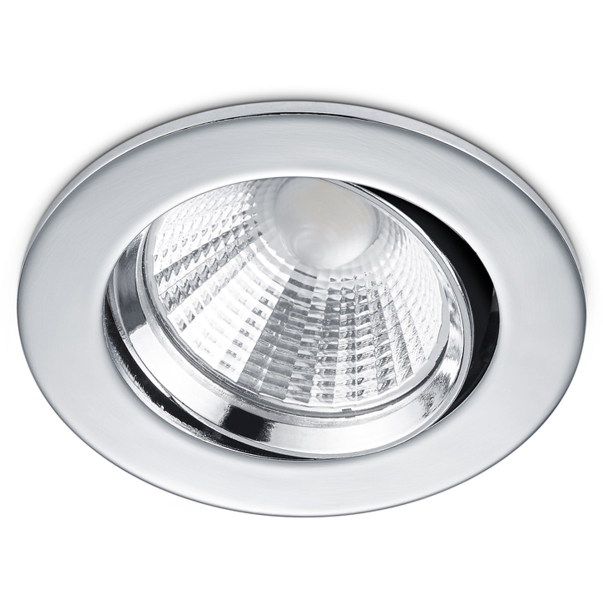 Spot LED - Spot Encastré - Trion Paniro - Rond 5W - Dimmable - Blanc Chaud 3000K - Mat Chrome - Aluminium - Ø80mm