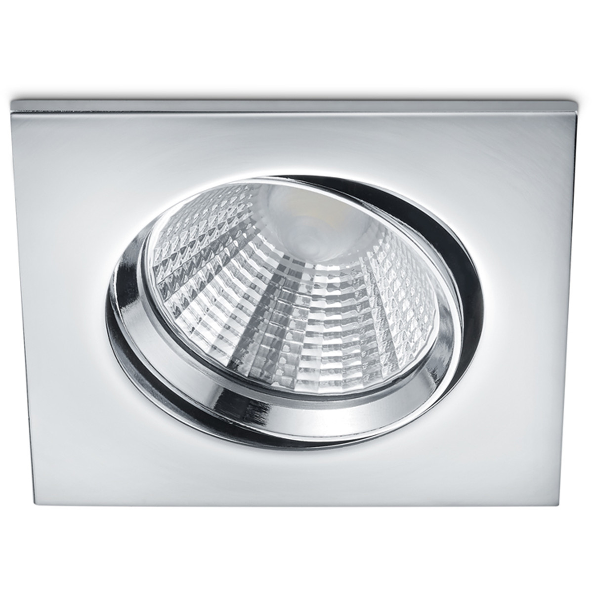 Spot LED - Spot Encastré - Trion Paniro - Carré 5W - Dimmable - Blanc Chaud 3000K - Mat Chrome - Aluminium - 80mm