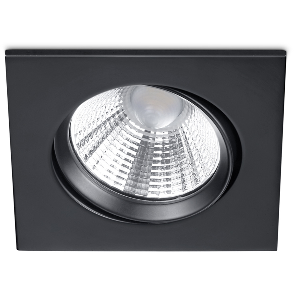 Spot LED - Spot Encastré - Trion Paniro - Carré 5W - Dimmable - Blanc Chaud 3000K - Mat Noir - Aluminium - 80mm