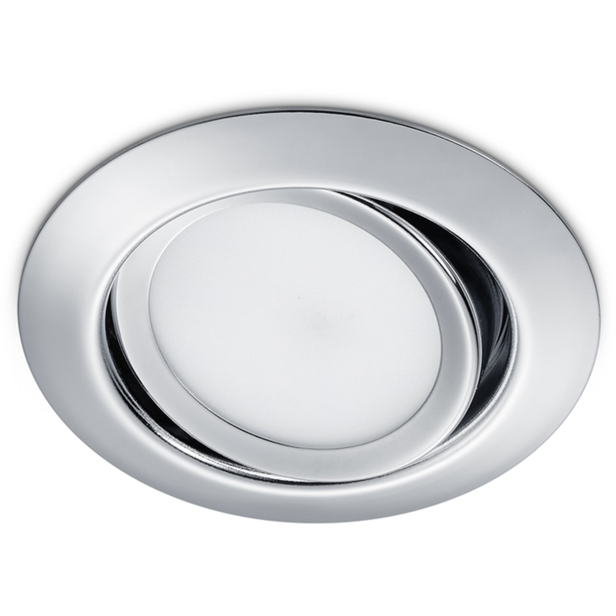 Spot LED - Spot Encastré - Trion Roluno - 5W - Blanc Chaud 3000K - Rond - Mat Chrome - Aluminium - Ø80