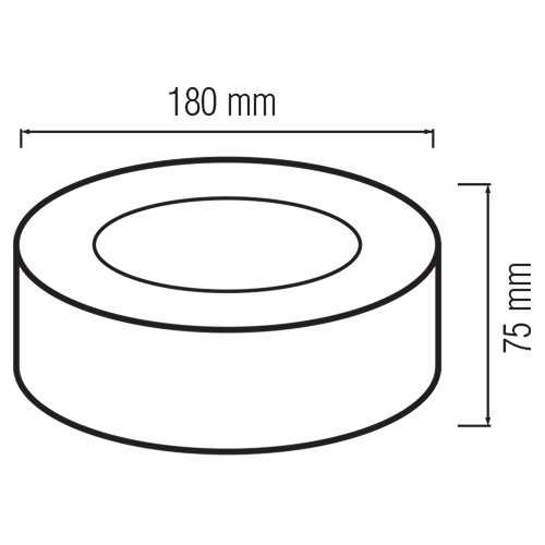 Downlight LED - En Saillie Rond Haut 15W - Blanc Neutre 4200K - Mat Noir Aluminium - Ø180mm