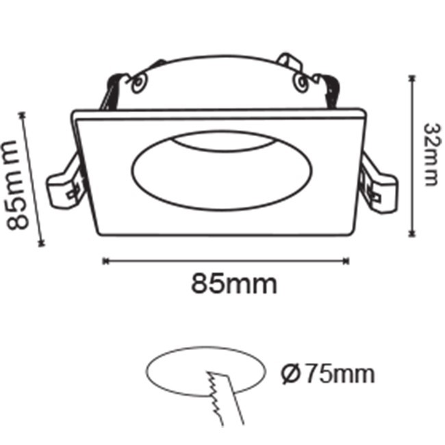 Set de spots LED - Douille GU10 - Dimmable - Carré Encastré - Mat Blanc - 6W - Blanc Froid 6400K - 85mm