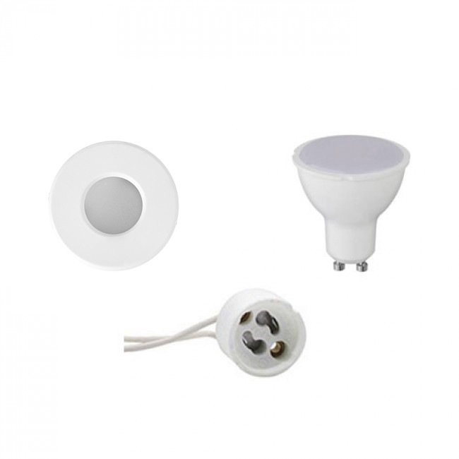 Set de spots LED - Aigi - Douille GU10 - Étanche IP65 - Rond Encastré - Mat Blanc - 6W - Blanc Neutre 4200K - Ø82mm