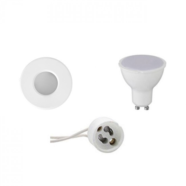 Set de spots LED - Aigi - Douille GU10 - Étanche IP65 - Rond Encastré - Mat Blanc - 8W - Blanc Neutre 4200K - Ø82mm