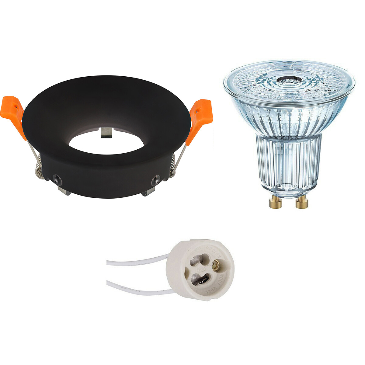 Set de spots LED - LEDVANCE Parathom PAR16 940 36D - Douille GU10 - Dimmable - Rond Encastré - Mat Noir - 4.5W - Blanc Neutre 4000K - Ø85mm