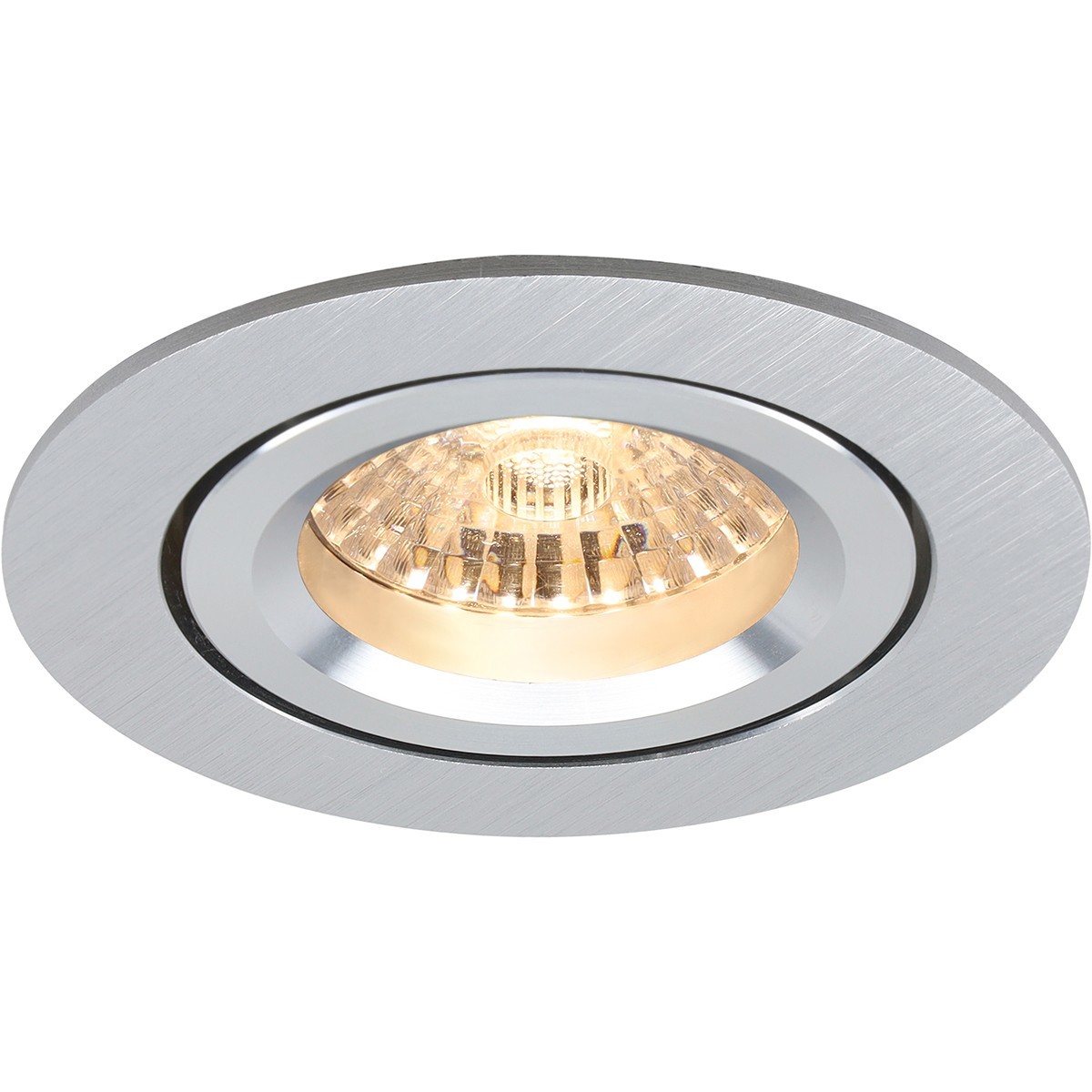 Set de spots LED - Pragmi Aerony Pro - Douille GU10 - Dimmable - Rond Encastré - Mat Argent - 6W - Blanc Chaud 3000K - Inclinable - Ø82mm