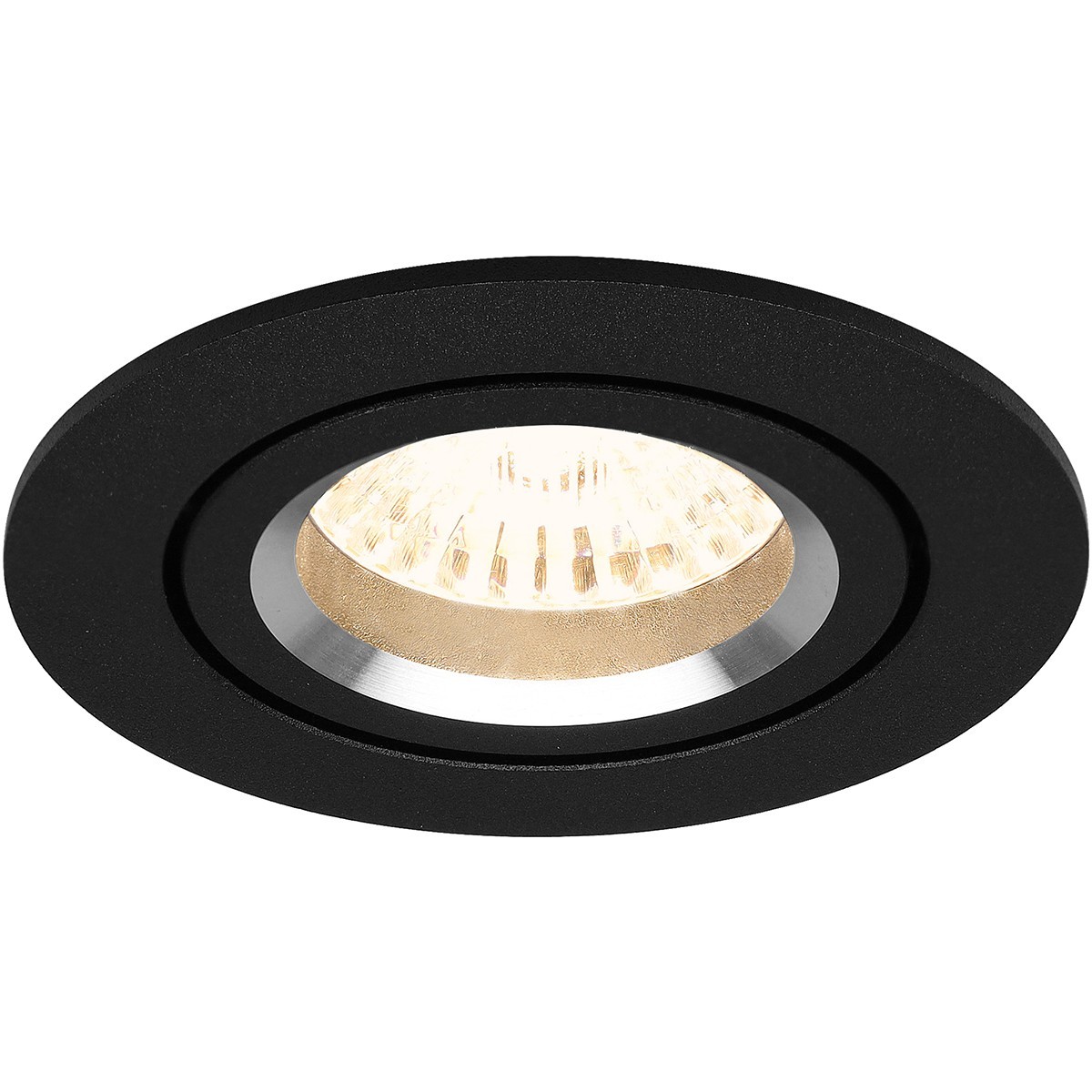 Set de spots LED - Pragmi Aerony Pro - Douille GU10 - Dimmable - Rond Encastré - Mat Noir - 6W - Blanc Chaud 3000K - Inclinable - Ø82mm