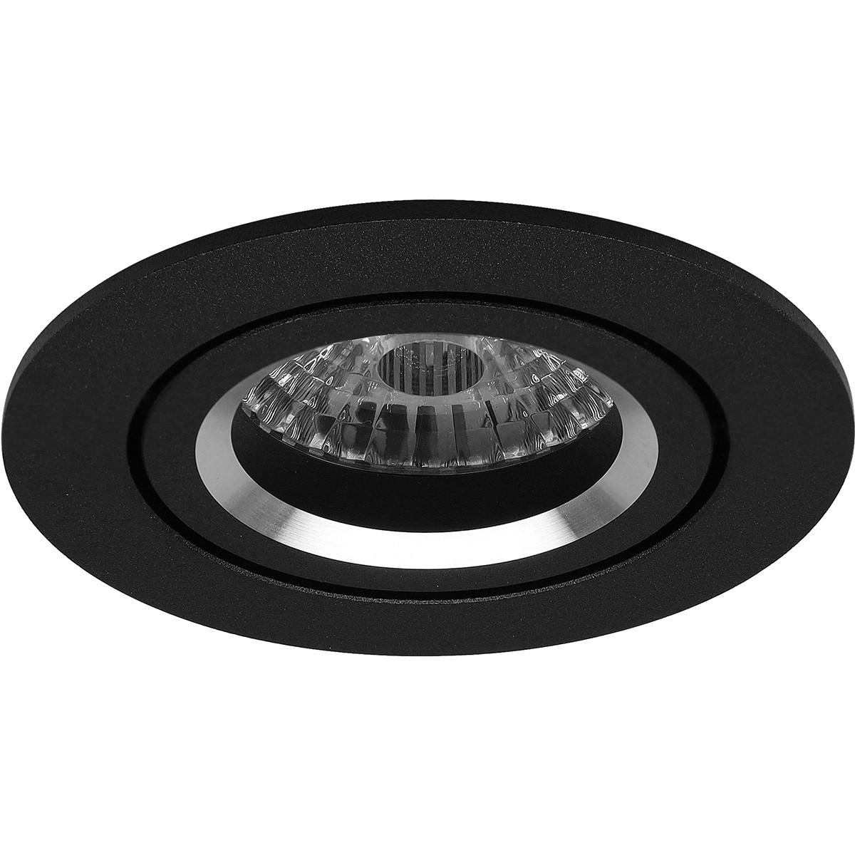 Set de spots LED - Pragmi Aerony Pro - Douille GU10 - Dimmable - Rond Encastré - Mat Noir - 6W - Blanc Chaud 3000K - Inclinable - Ø82mm