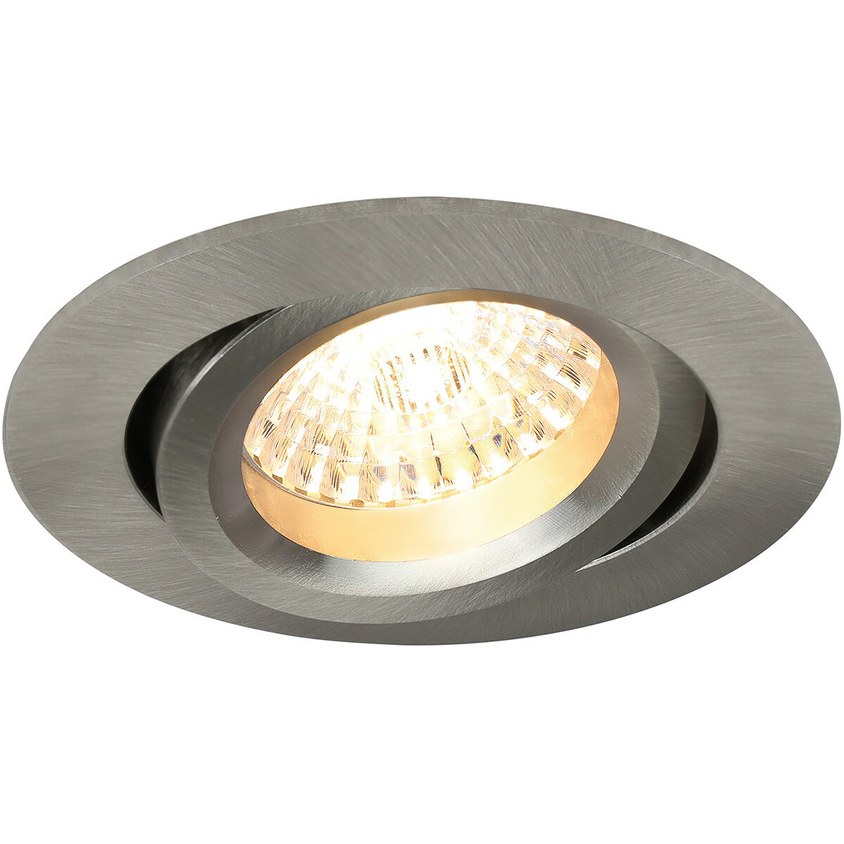 Set de spots LED - Pragmi Aerony Pro - Douille GU10 - Rond Encastré - Mat Nickel - 4W - Blanc Chaud 3000K - Inclinable - Ø82mm