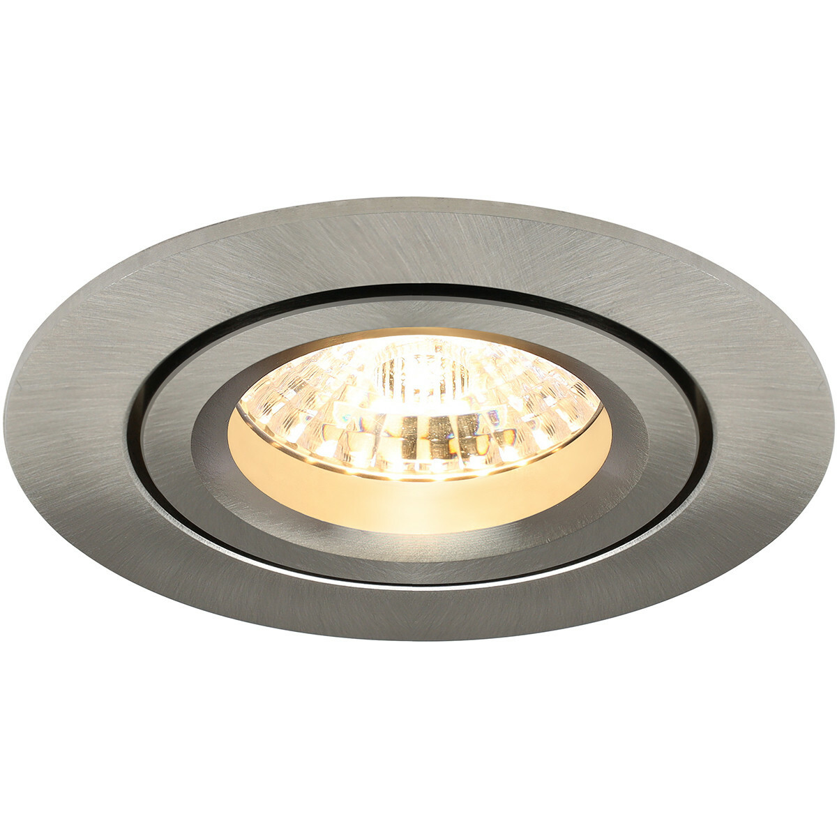 Set de spots LED - Pragmi Aerony Pro - Douille GU10 - Rond Encastré - Mat Nickel - 4W - Blanc Chaud 3000K - Inclinable - Ø82mm