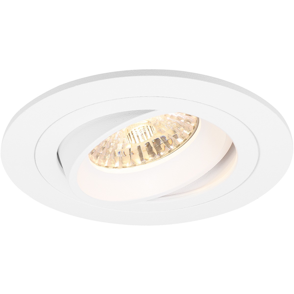 Set de spots LED - Pragmi Alpin Pro - Douille GU10 - Dimmable - Rond Encastré - Mat Blanc - 6W - Blanc Chaud 3000K - Inclinable Ø92mm