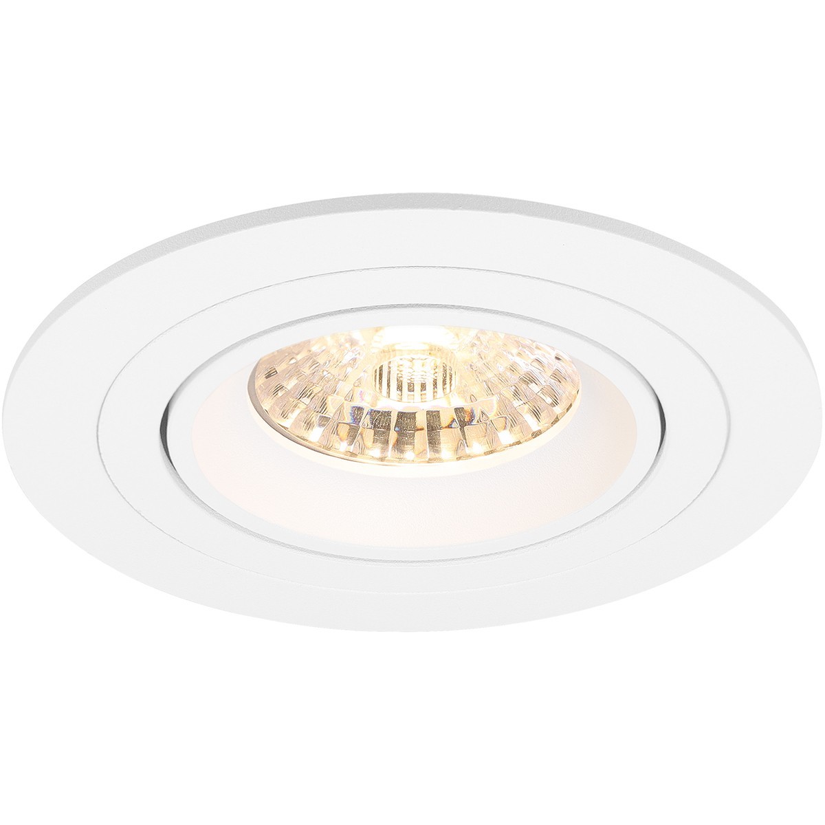 Set de spots LED - Pragmi Alpin Pro - Douille GU10 - Dimmable - Rond Encastré - Mat Blanc - 6W - Blanc Chaud 3000K - Inclinable Ø92mm