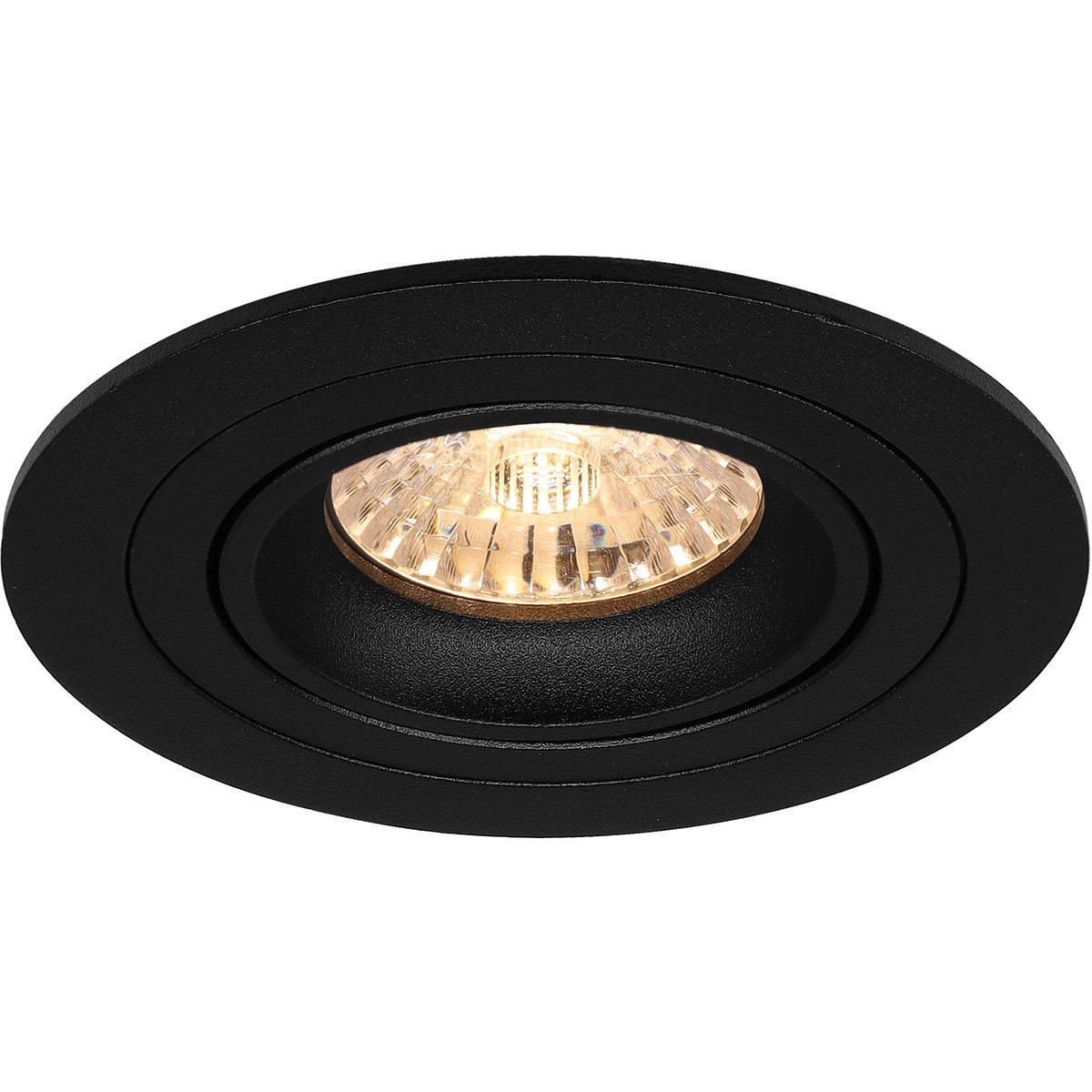 Set de spots LED - Pragmi Alpin Pro - Douille GU10 - Dimmable - Rond Encastré - Mat Noir - 6W - Blanc Froid 6400K - Inclinable Ø92mm