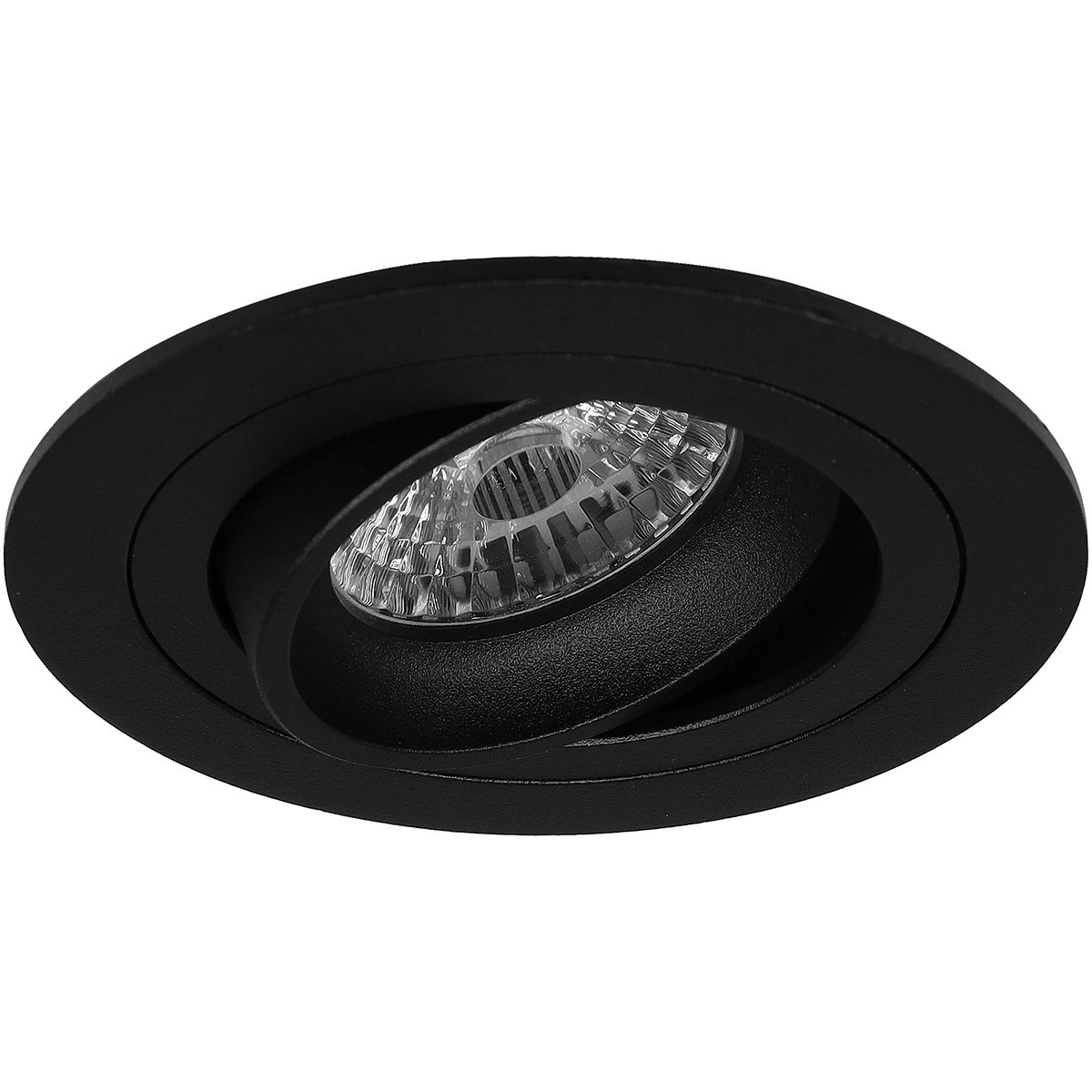 Set de spots LED - Pragmi Alpin Pro - Douille GU10 - Dimmable - Rond Encastré - Mat Noir - 6W - Blanc Chaud 3000K - Inclinable Ø92mm