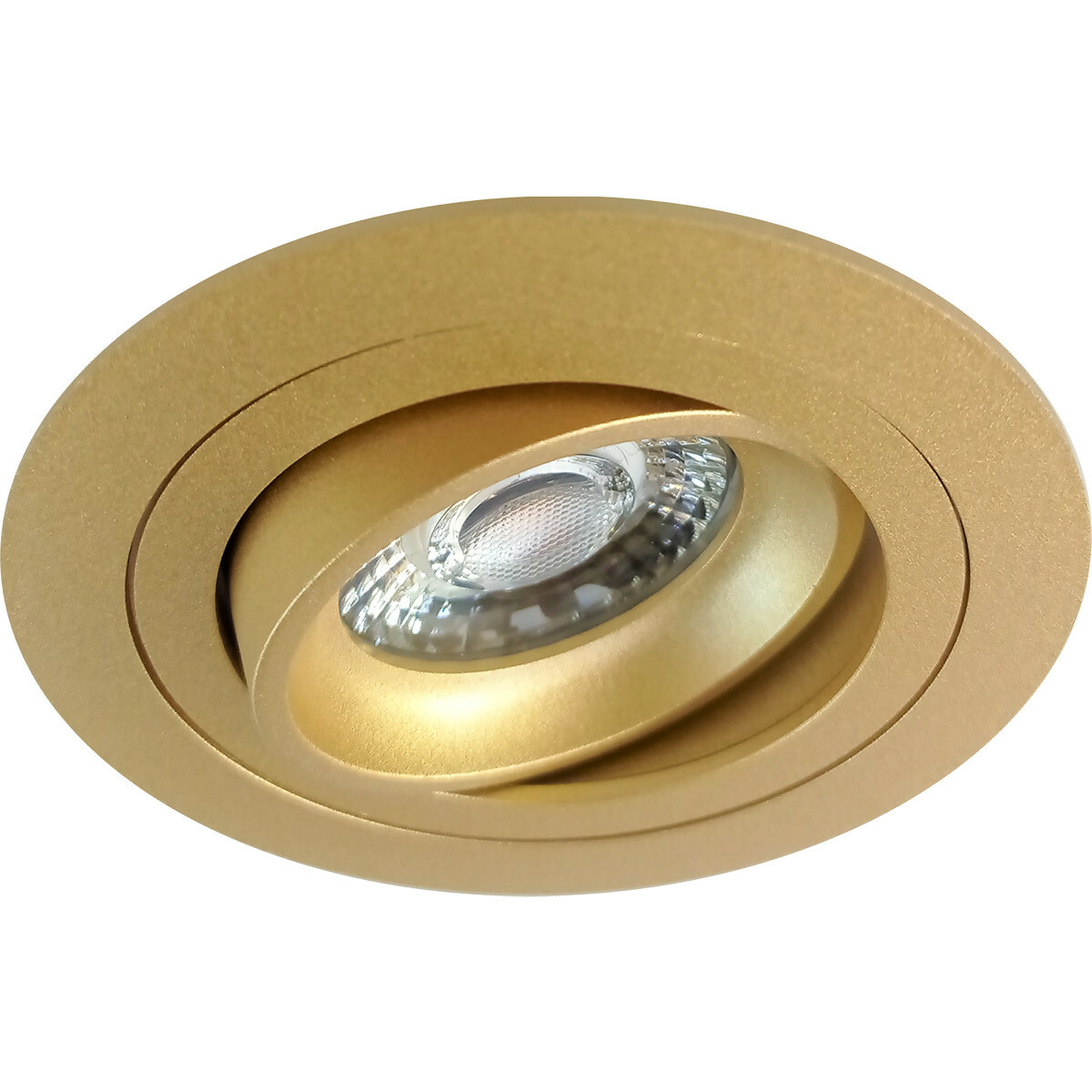 Set de spots LED - Pragmi Alpin Pro - Douille GU10 - Rond Encastré - Mat Or - 4W - Blanc Chaud 3000K - Inclinable - Ø92mm