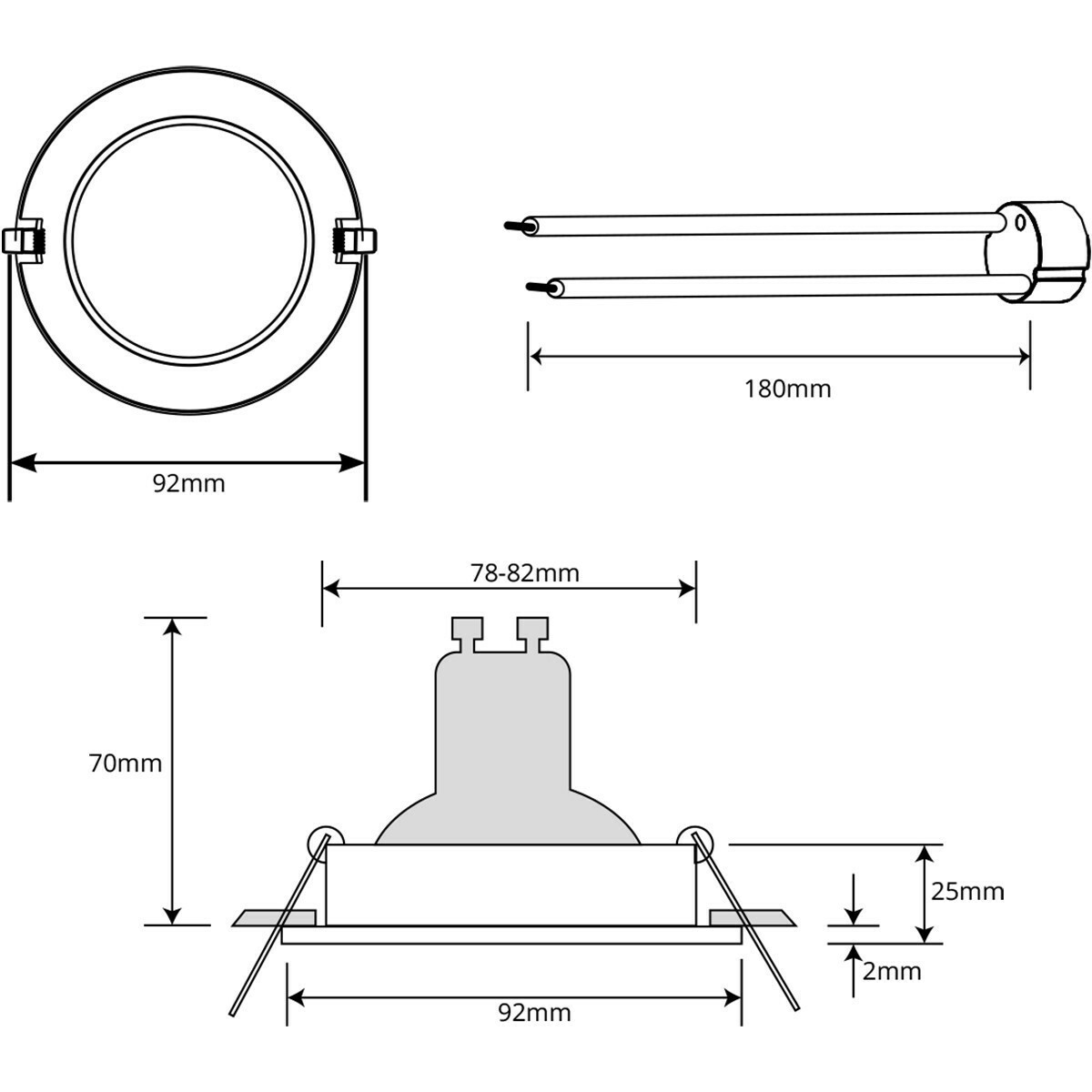 Set de spots LED - Pragmi Alpin Pro - Douille GU10 - Rond Encastré - Mat Or - 4W - Blanc Chaud 3000K - Inclinable - Ø92mm