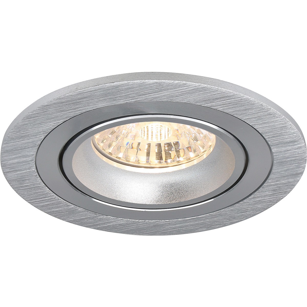 Set de spots LED - Pragmi Alpin Pro - Douille GU10 - Rond Encastré - Mat Argent - 4W - Blanc Froid 6400K - Inclinable Ø92mm