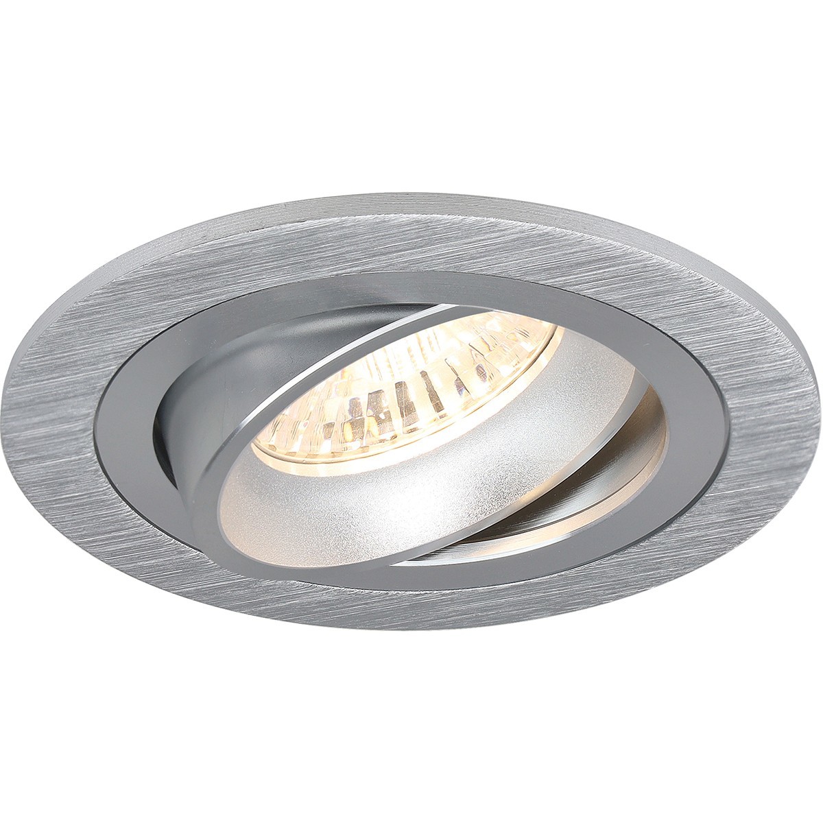 Set de spots LED - Aigi - Pragmi Alpin Pro - Douille GU10 - Rond Encastré - Mat Argent - 8W - Blanc Froid 6400K - Inclinable Ø92mm