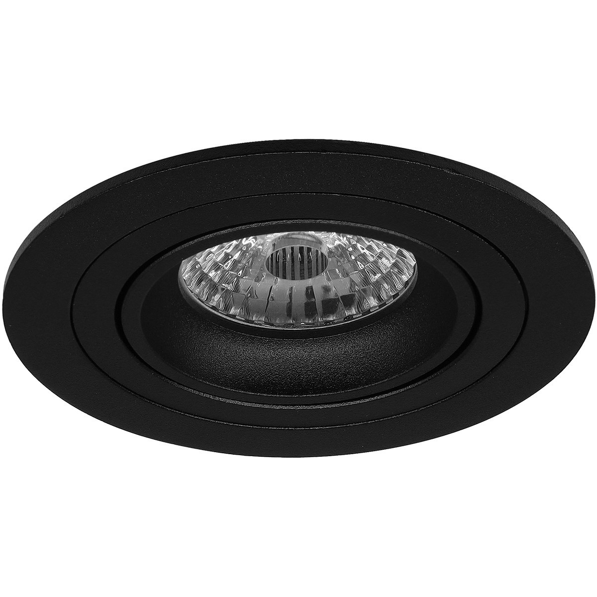 Set de spots LED - Aigi - Pragmi Alpin Pro - Douille GU10 - Rond Encastré - Mat Noir - 6W - Blanc Froid 6400K - Inclinable Ø92mm