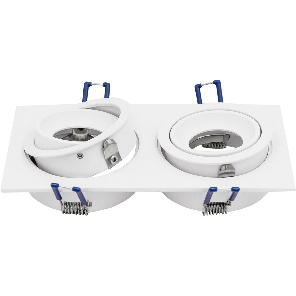 Set de spots LED - Pragmi Borny Pro - Douille GU10 - Dimmable - Double Rectangulaire Encastré - Mat Blanc - 6W - Blanc Neutre 4200K - Inclinable - 175x92mm