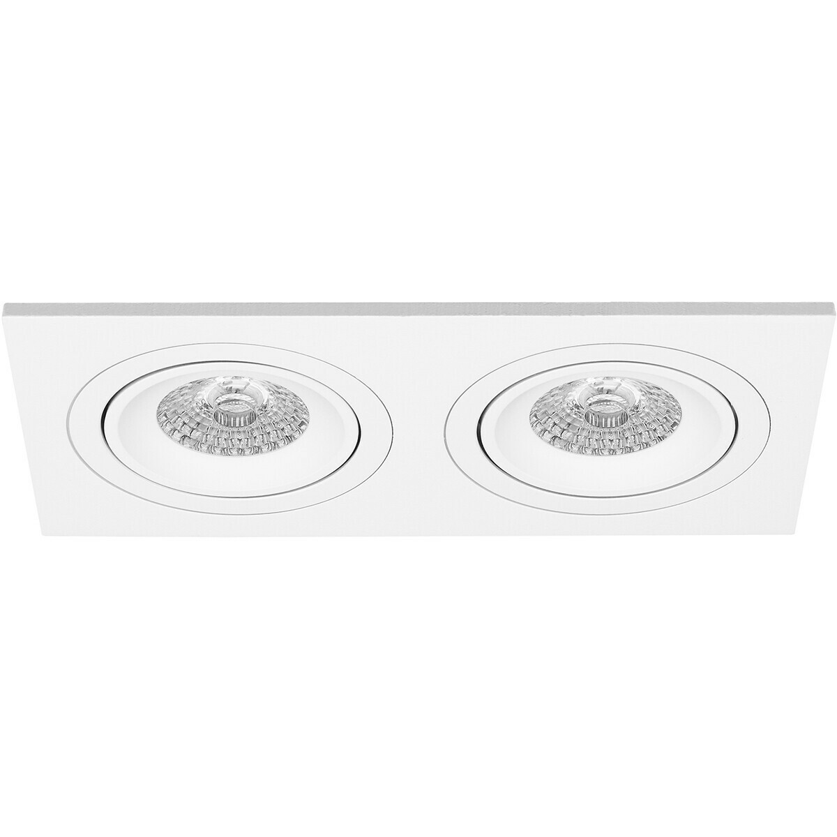 Set de spots LED - Aigi - Pragmi Borny Pro - Douille GU10 - Double Rectangulaire Encastré - Mat Blanc - 6W - Blanc Froid 6400K - Inclinable - 175x92mm