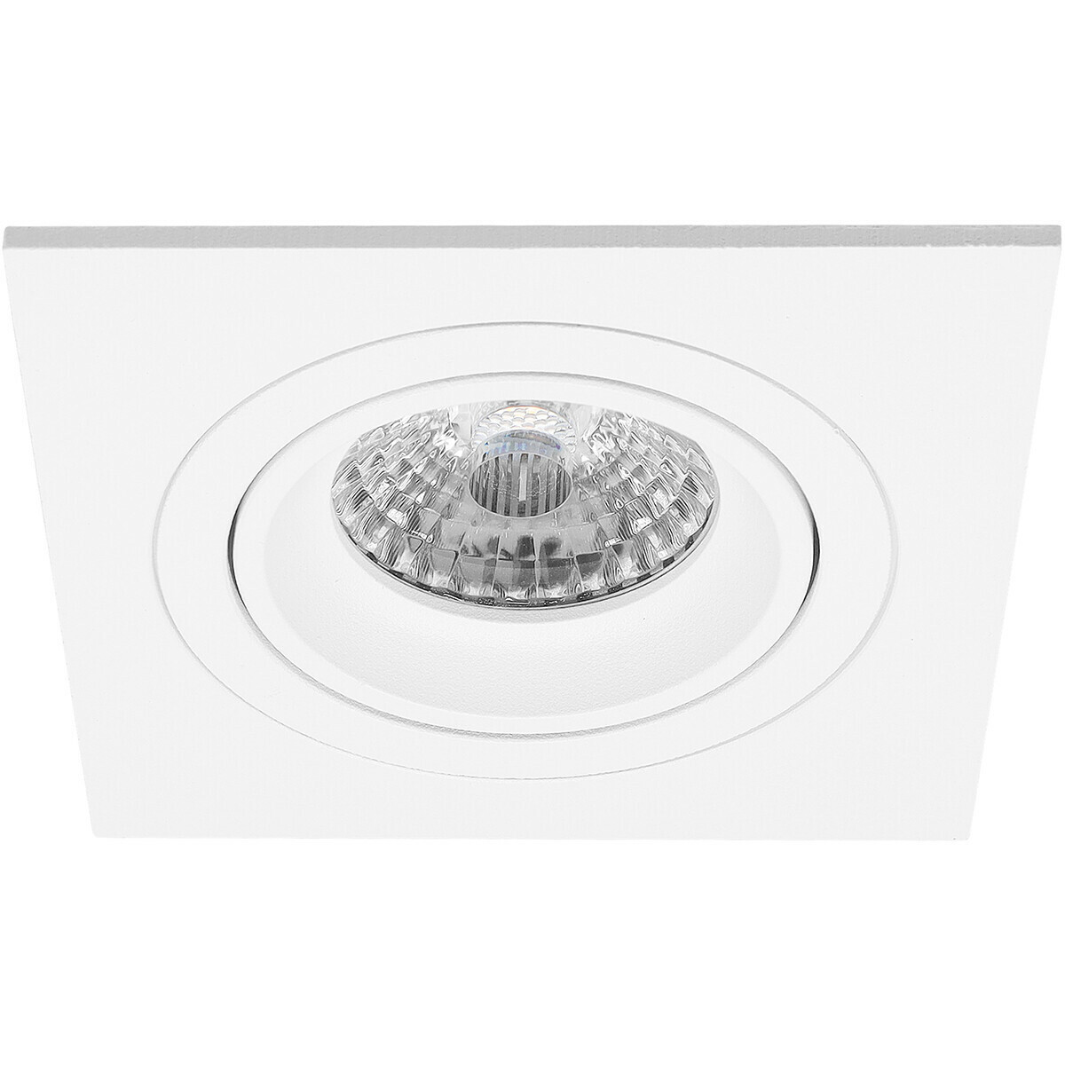 Set de spots LED - Pragmi Borny Pro - Douille GU10 - Carré Encastré - Mat Blanc - 4W - Blanc Chaud 3000K - Inclinable - 92mm