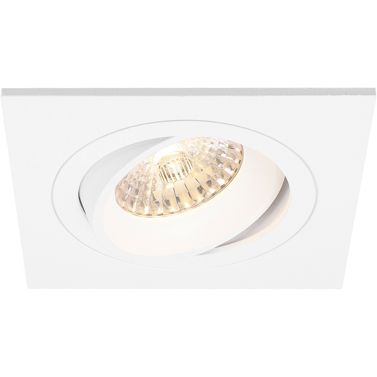 Set de spots LED - Pragmi Borny Pro - Douille GU10 - Carré Encastré - Mat Blanc - 4W - Blanc Chaud 3000K - Inclinable - 92mm