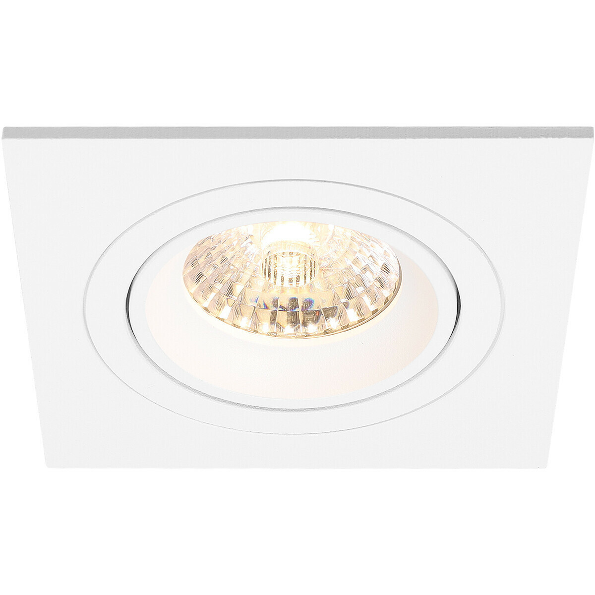 Set de spots LED - Pragmi Borny Pro - Douille GU10 - Carré Encastré - Mat Blanc - 4W - Blanc Chaud 3000K - Inclinable - 92mm