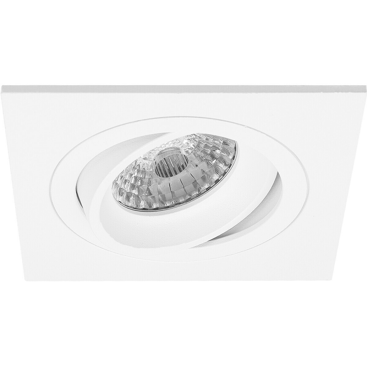 Set de spots LED - Pragmi Borny Pro - Douille GU10 - Dimmable - Carré Encastré - Mat Blanc - 6W - Blanc Froid 6400K - Inclinable - 92mm