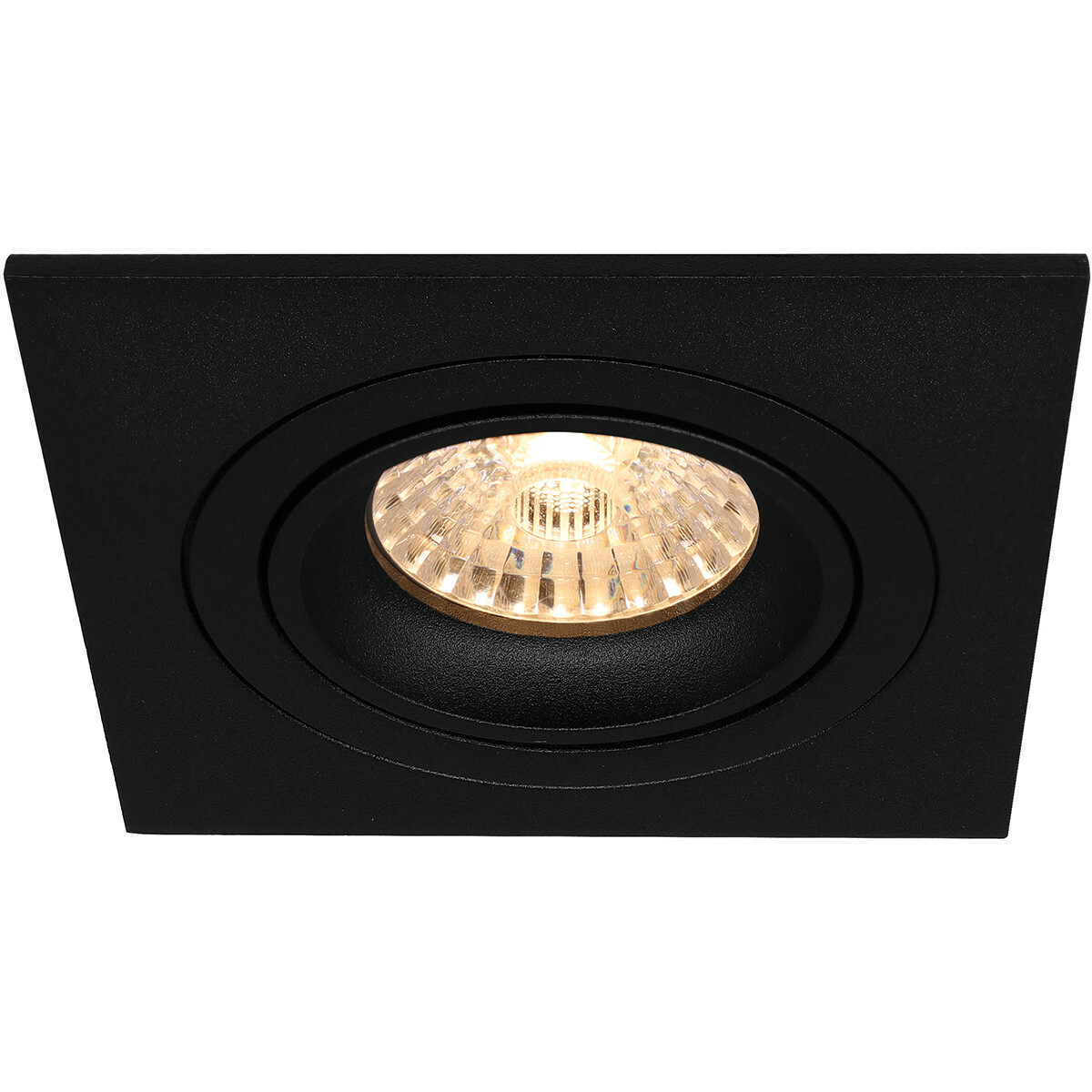 Set de spots LED - Pragmi Borny Pro - Douille GU10 - Carré Encastré - Mat Noir - 4W - Blanc Neutre 4200K - Inclinable - 92mm