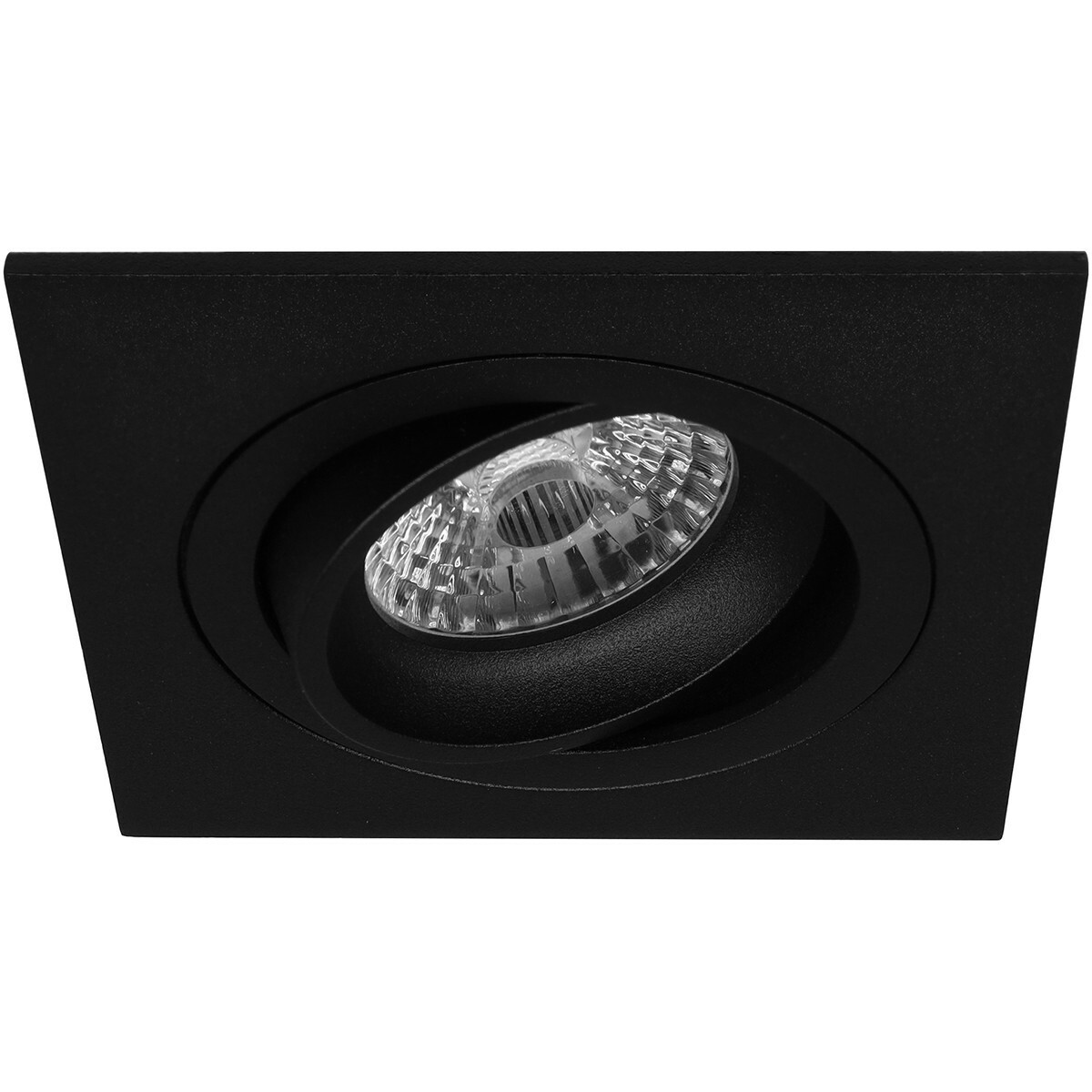 Set de spots LED - Aigi - Pragmi Borny Pro - Douille GU10 - Carré Encastré - Mat Noir - 8W - Blanc Chaud 3000K - Inclinable - 92mm