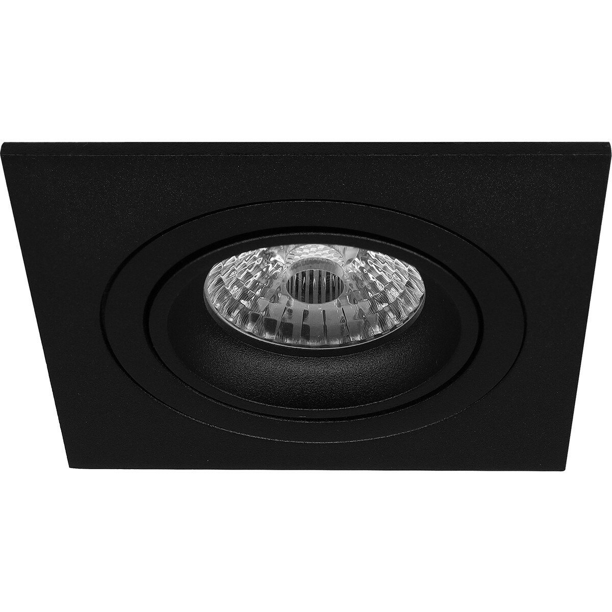 Set de spots LED - Aigi - Pragmi Borny Pro - Douille GU10 - Carré Encastré - Mat Noir - 8W - Blanc Chaud 3000K - Inclinable - 92mm