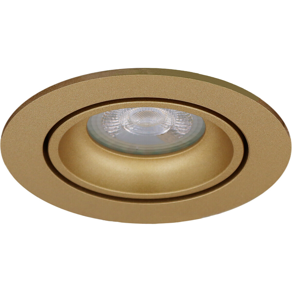 Set de spots LED - Pragmi Delton Pro - Douille GU10 - Dimmable - Rond Encastré - Mat Or - 6W - Blanc Chaud 3000K - Inclinable - Ø82mm