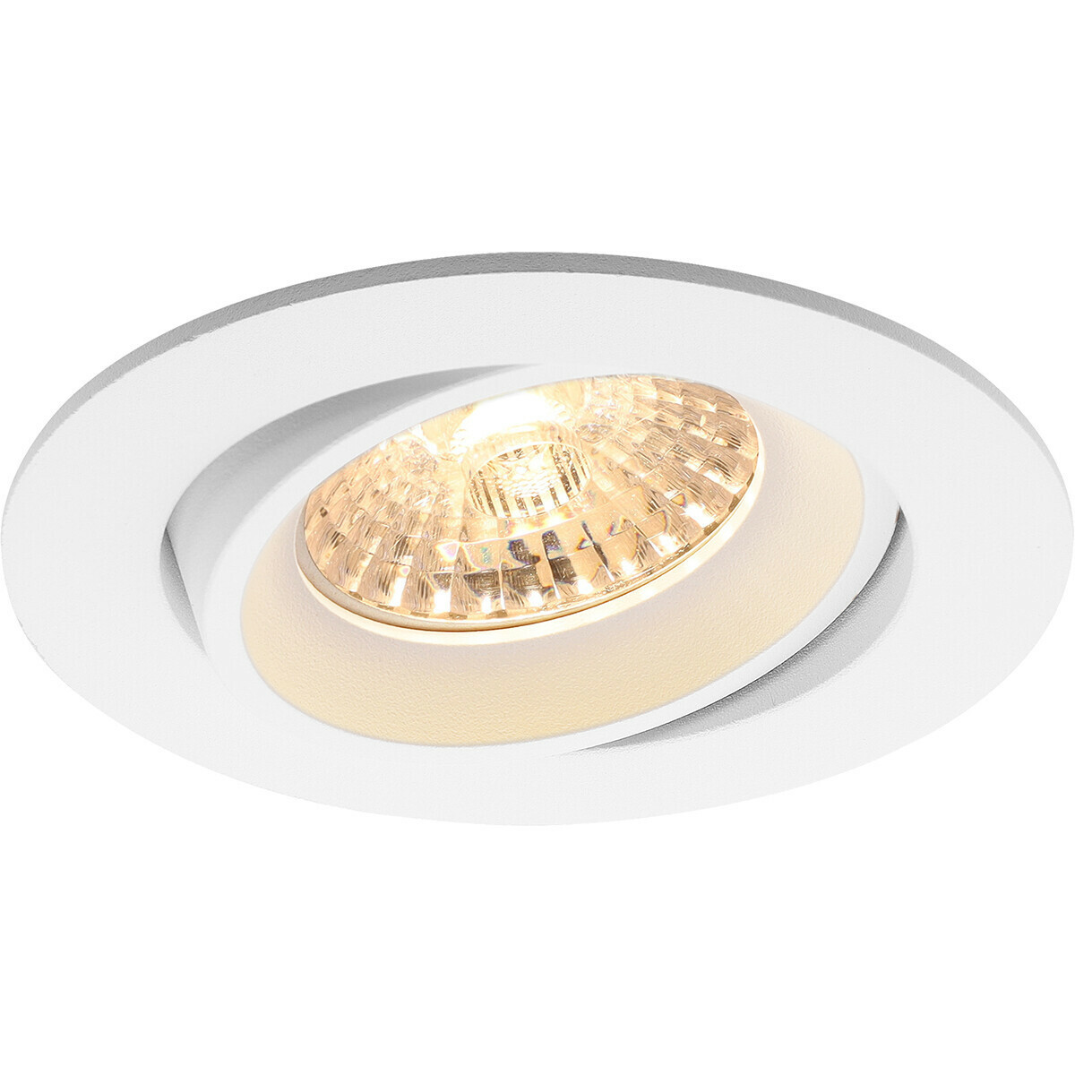 Set de spots LED - Pragmi Delton Pro - Douille GU10 - Rond Encastré - Mat Blanc - 4W - Blanc Chaud 3000K - Inclinable - Ø82mm