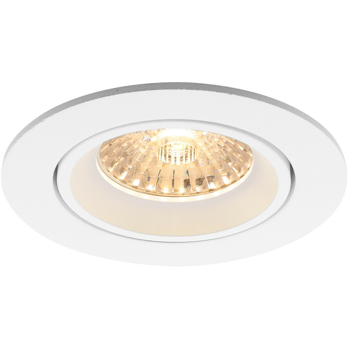 Set de spots LED - Pragmi Delton Pro - Douille GU10 - Rond Encastré - Mat Blanc - 4W - Blanc Chaud 3000K - Inclinable - Ø82mm