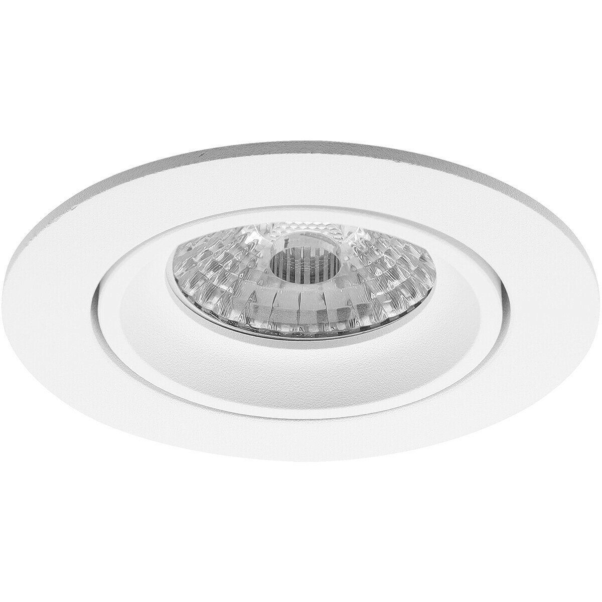 Set de spots LED - Pragmi Delton Pro - Douille GU10 - Rond Encastré - Mat Blanc - 4W - Blanc Chaud 3000K - Inclinable - Ø82mm