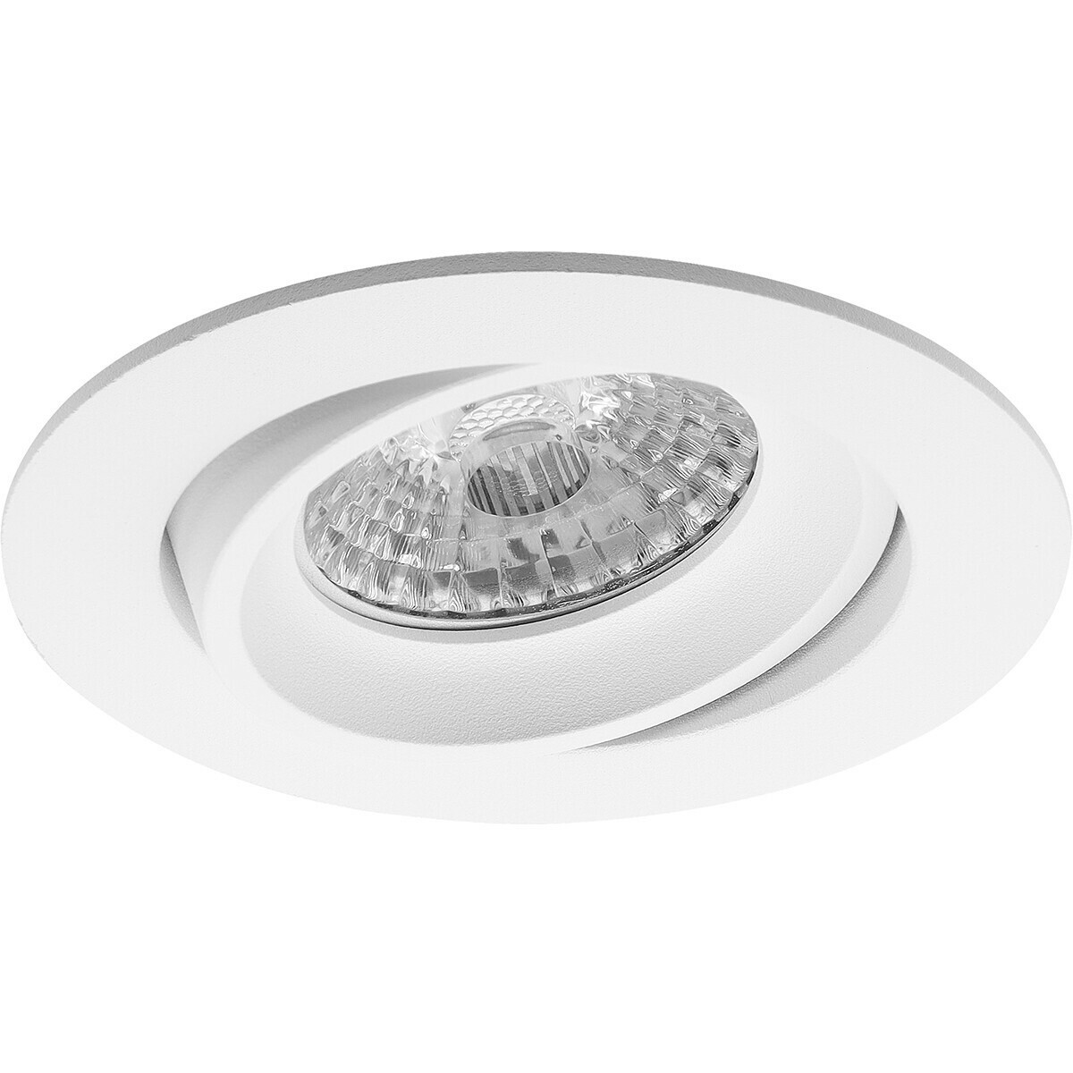 Set de spots LED - Aigi - Pragmi Delton Pro - Douille GU10 - Rond Encastré - Mat Blanc - 6W - Blanc Froid 6400K - Inclinable - Ø82mm