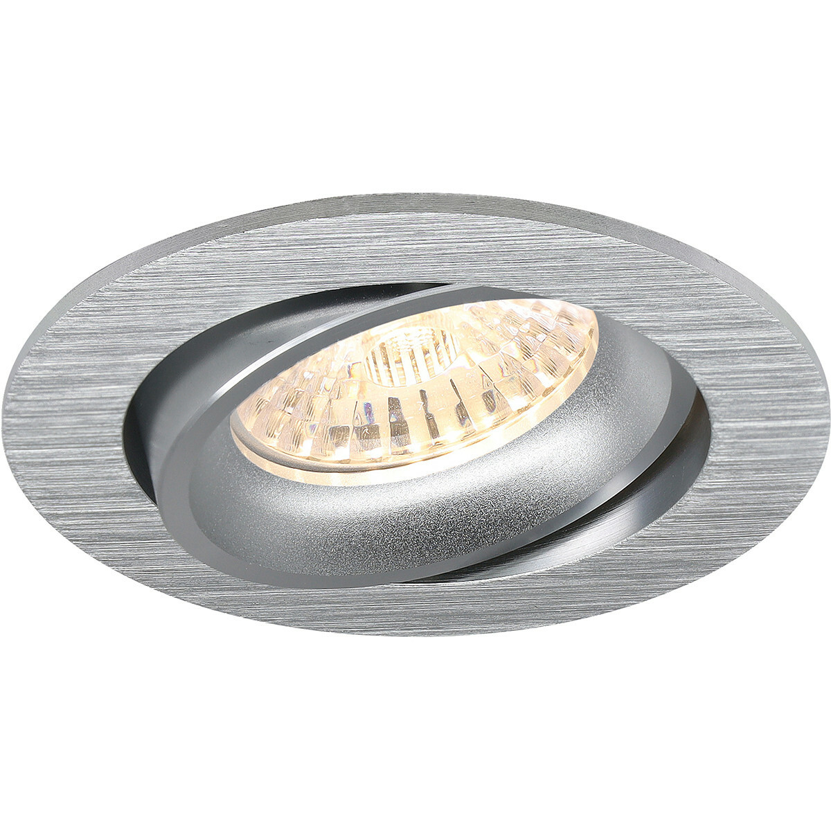 Set de spots LED - Aigi - Pragmi Delton Pro - Douille GU10 - Rond Encastré - Mat Argent - 6W - Blanc Chaud 3000K - Inclinable - Ø82mm