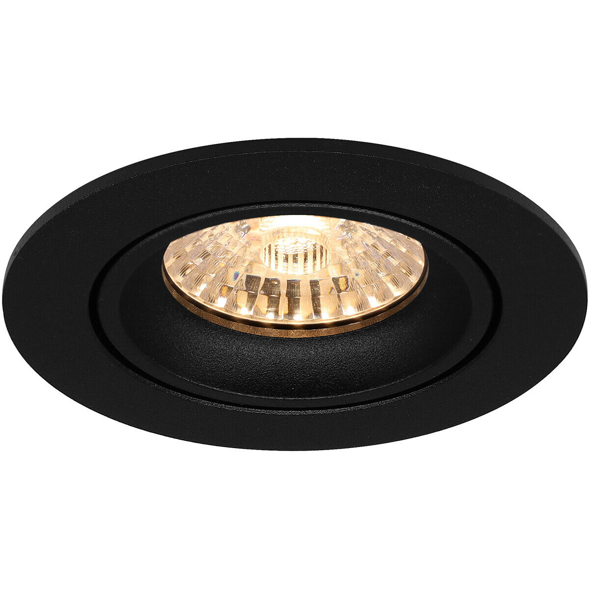 Set de spots LED - Pragmi Delton Pro - Douille GU10 - Rond Encastré - Mat Noir - 4W - Blanc Chaud 3000K - Inclinable - Ø82mm