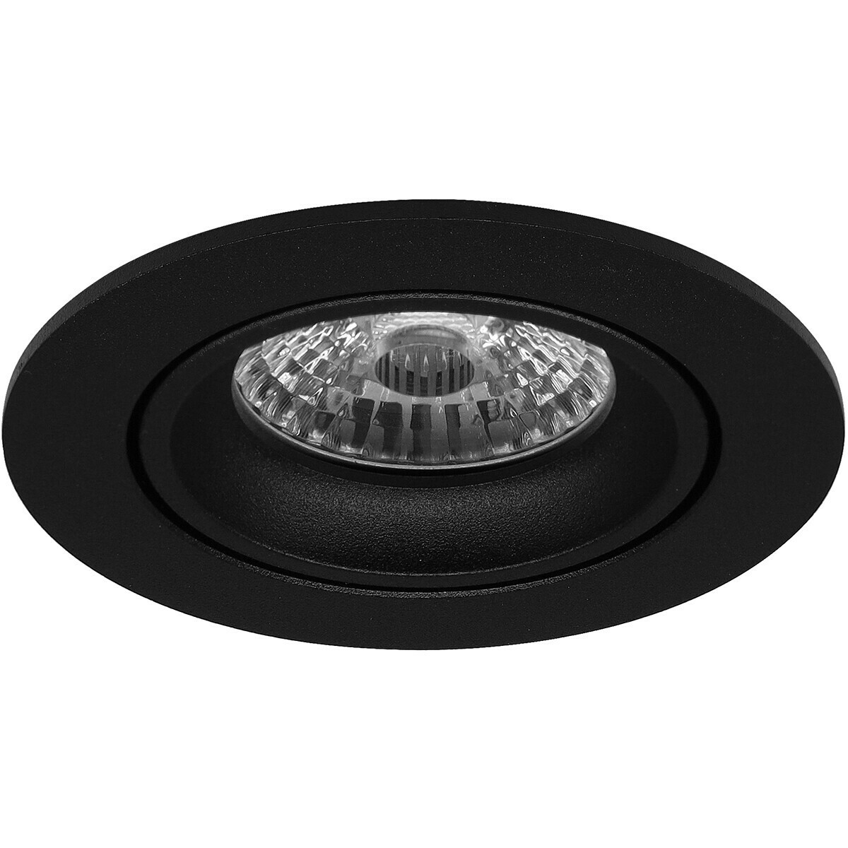 Set de spots LED - Pragmi Delton Pro - Douille GU10 - Rond Encastré - Mat Noir - 4W - Blanc Chaud 3000K - Inclinable - Ø82mm