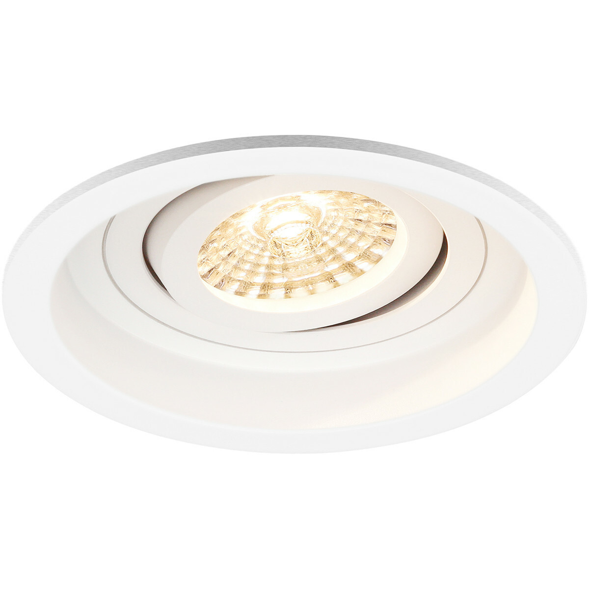 Set de spots LED - Pragmi Domy Pro - Douille GU10 - Rond Encastré - Mat Blanc - 4W - Blanc Chaud 3000K - Encastré - Inclinable - Ø105mm