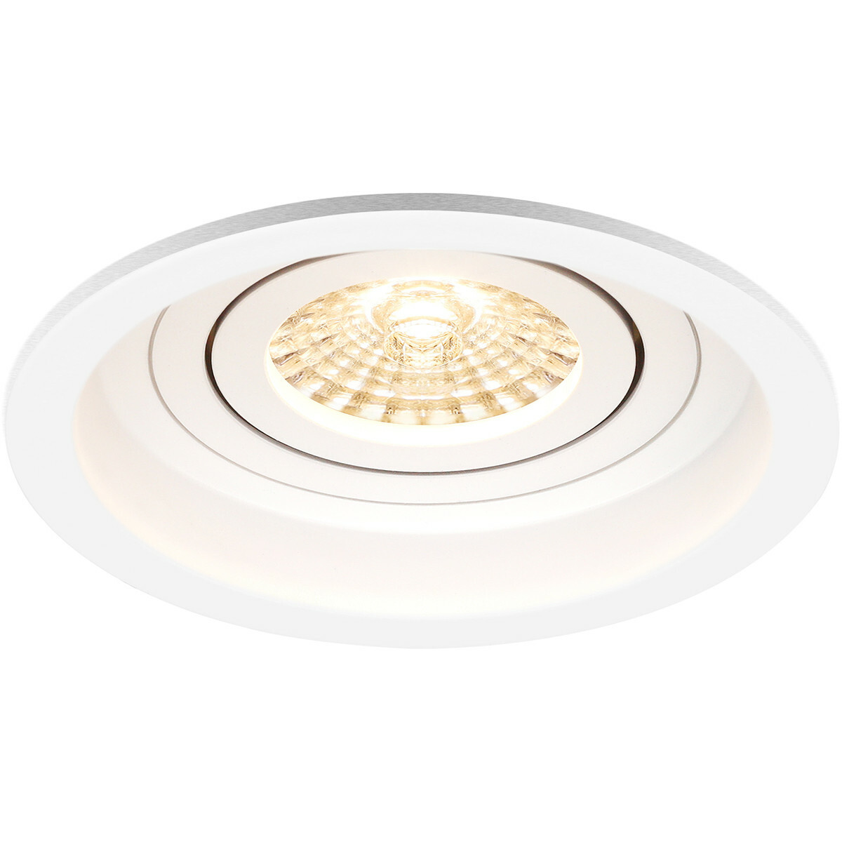 Set de spots LED - Pragmi Domy Pro - Douille GU10 - Rond Encastré - Mat Blanc - 4W - Blanc Chaud 3000K - Encastré - Inclinable - Ø105mm