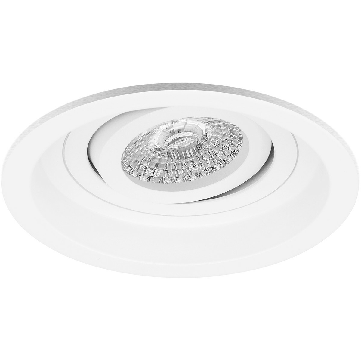 Set de spots LED - Aigi - Pragmi Domy Pro - Douille GU10 - Rond Encastré - Mat Blanc - 8W - Blanc Chaud 3000K - Encastré - Inclinable - Ø105mm