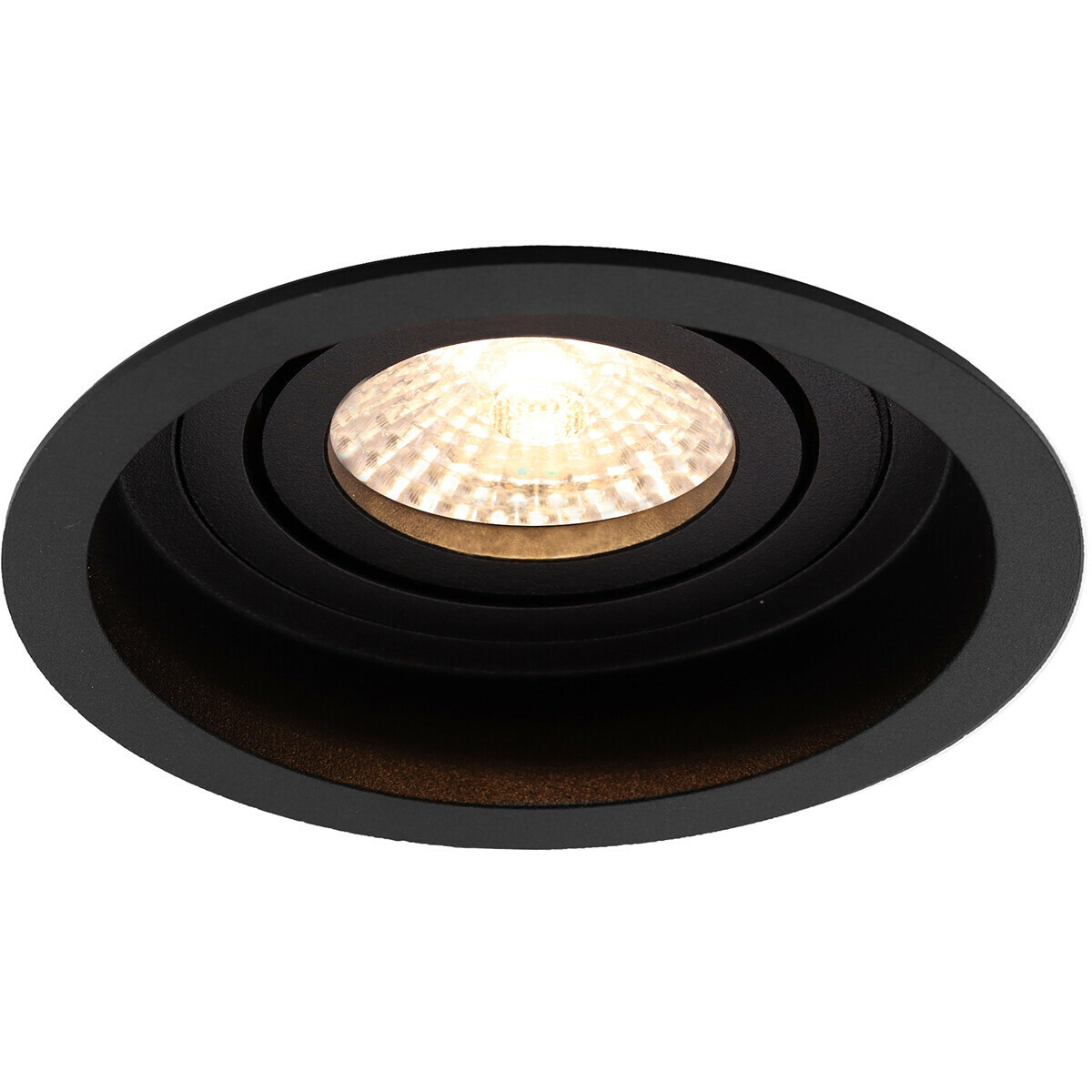 Set de spots LED - Pragmi Domy Pro - Douille GU10 - Rond Encastré - Mat Noir - 4W - Blanc Neutre 4200K - Encastré - Inclinable - Ø105mm