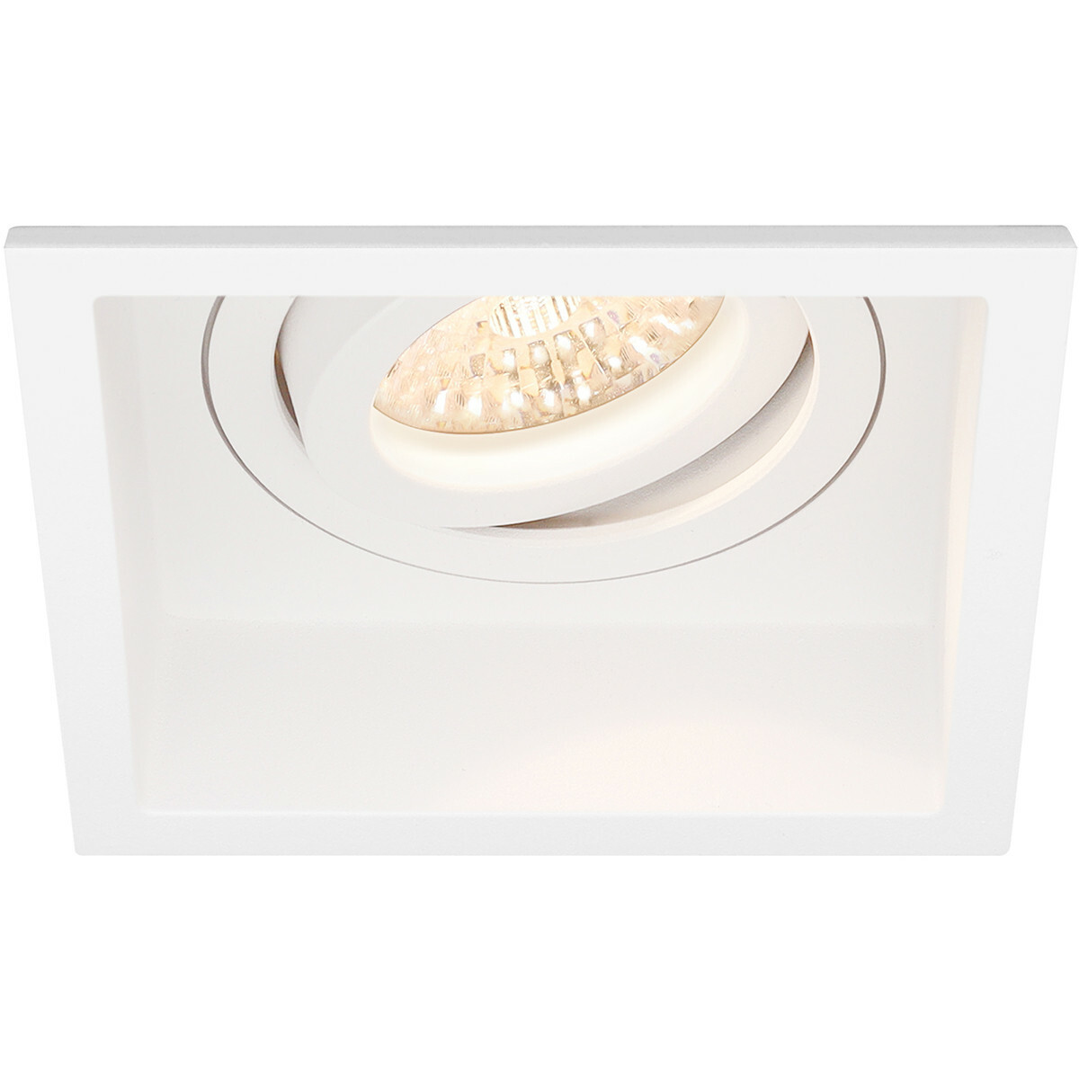 Set de spots LED - Pragmi Domy Pro - Douille GU10 - Carré Encastré - Mat Blanc - 4W - Blanc Neutre 4200K - Encastré - Inclinable - 105mm