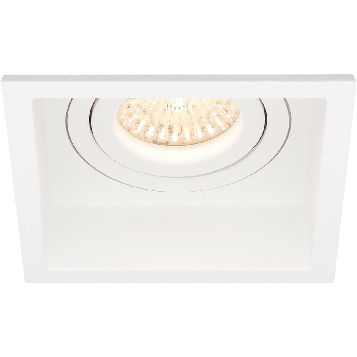 Set de spots LED - Pragmi Domy Pro - Douille GU10 - Carré Encastré - Mat Blanc - 4W - Blanc Neutre 4200K - Encastré - Inclinable - 105mm